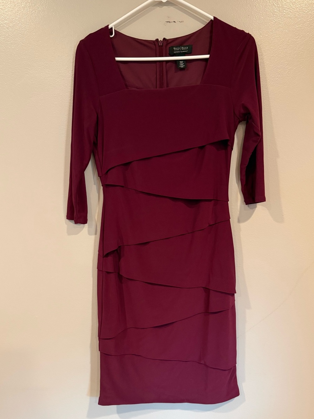 White House Black Market Wine Layered Sheath Dress